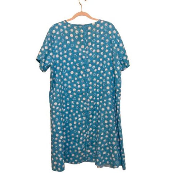 Ali Miles Plus Linen Blend Dress Polka Dots V-Neck Short Sleeve A-Line Dress 1X? - Picture 3 of 6